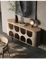 Stylish PU Leather Cabinet with Black Walnut Wood Top - Modern Storage Solution for Any Room fsu-5251