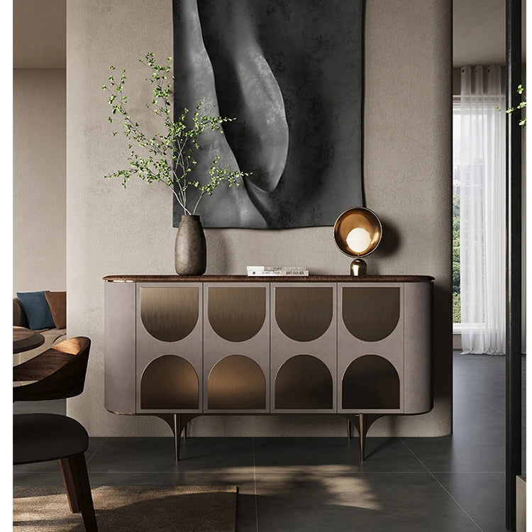 Stylish PU Leather Cabinet with Black Walnut Wood Top - Modern Storage Solution for Any Room fsu-5251