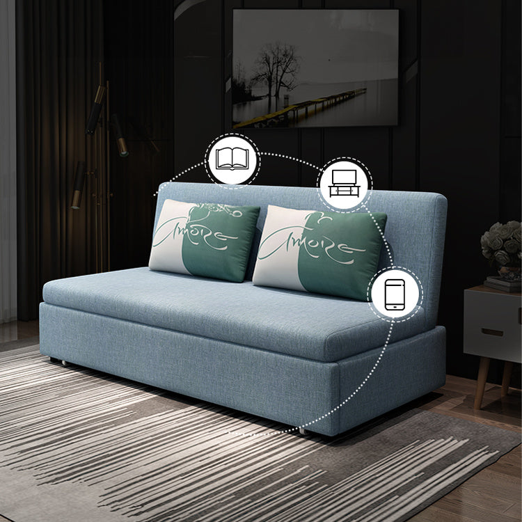 Elegant Blue and Light Gray Cotton-Linen Sofa with Wooden Frame - Modern Living Room Essential fsx-1001