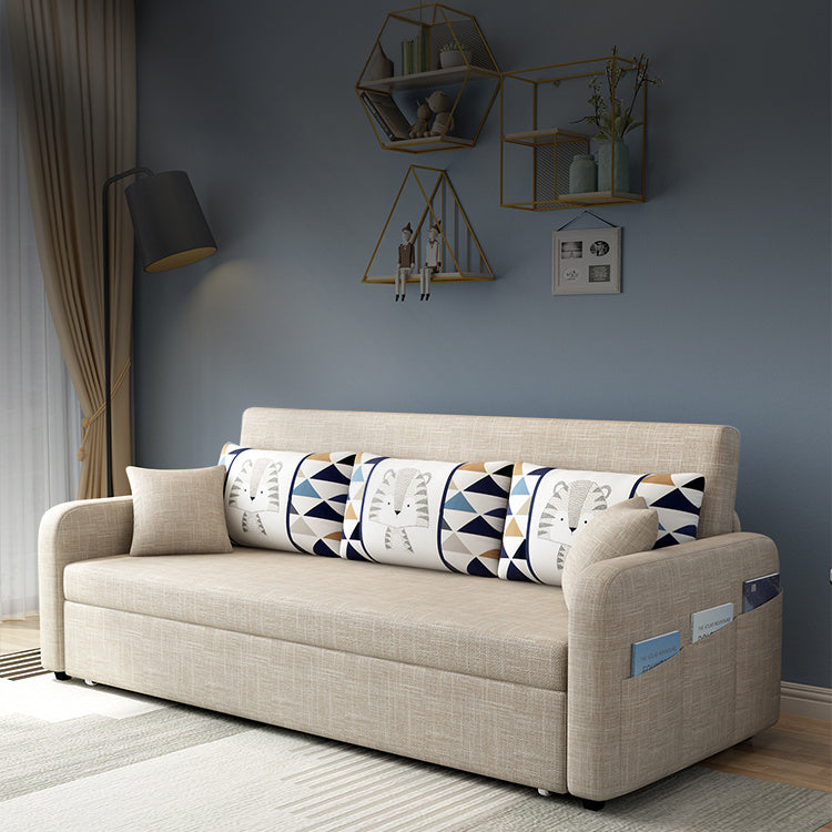 Stylish Cotton-Linen Sofa with Solid Wood Frame - Available in Orange, Dark Gray, Blue, Khaki, and Light Brown fsx-1004