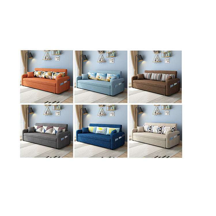 Stylish Cotton-Linen Sofa with Solid Wood Frame - Available in Orange, Dark Gray, Blue, Khaki, and Light Brown fsx-1004