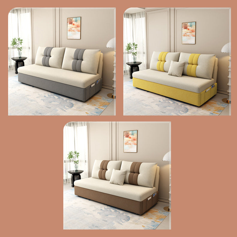 Stylish Cotton-Linen Sofa Set in Vibrant Orange, Beige, Light Blue, Dark Green, Gray, and Yellow - Premium Brown Finish fsx-1006