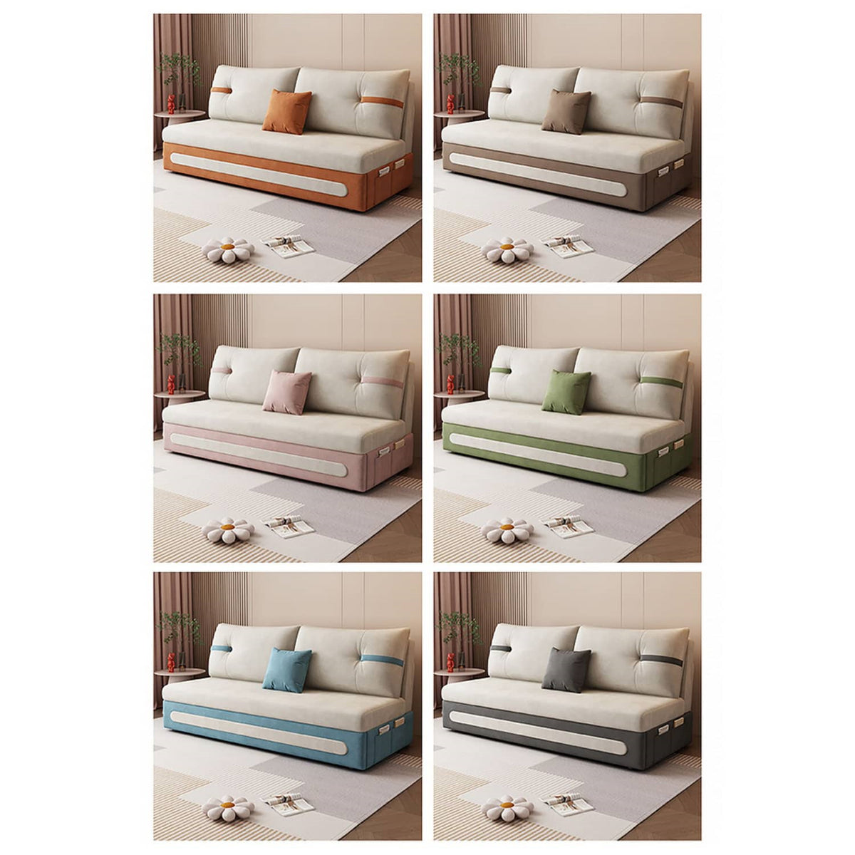 Versatile Multi-Color Suede Fabric Sofa: Stylish Orange, Beige, Light Brown, Pink, Green, Blue & Dark Gray Options fsx-1016