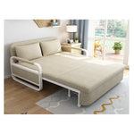 Stylish Solid Wood Sofa - Khaki, White & Light Blue Cotton-Linen Blend fsx-997