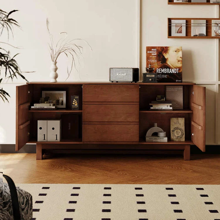 Stunning Red Oak Multi-Layer Cabinet with Modern Design for Your Living Space ful-4447