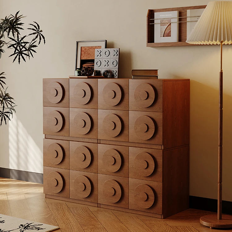 Stylish Ash Wood TV Cabinet with Eye-Catching Geometric Design ful-4449