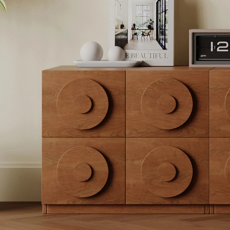 Stylish Ash Wood TV Cabinet with Eye-Catching Geometric Design ful-4449