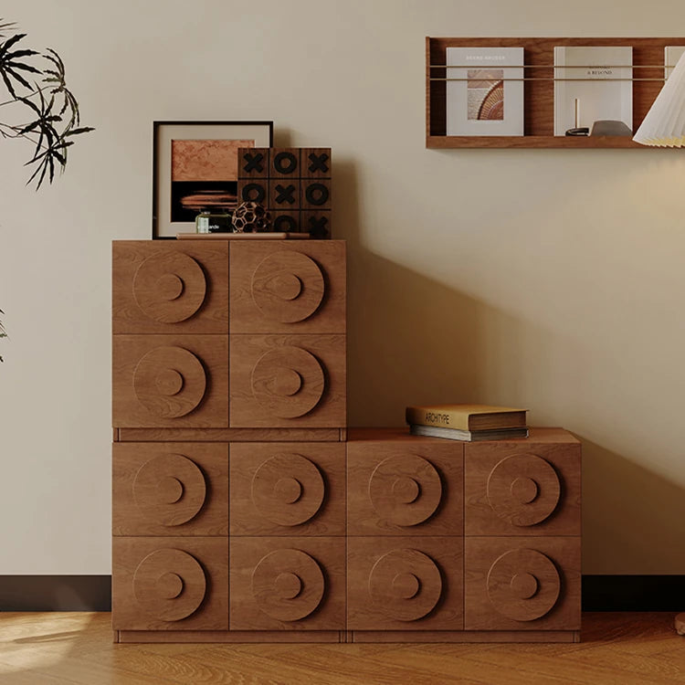 Modern Ash Wood Multi-layer Cabinet with Unique Circular Design - Stylish Storage Solution ful-4450