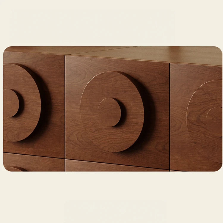 Modern Ash Wood Multi-layer Cabinet with Unique Circular Design - Stylish Storage Solution ful-4450