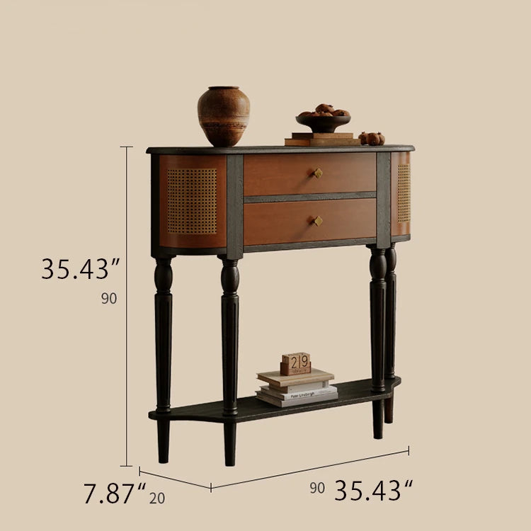 Elegant Ash and Cherry Wood Cabinet with Rattan Accents - Timeless Design for Your Home ful-4452