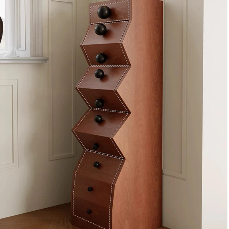 Modern Zigzag Cabinet with Ash Wood Multi-layer Board – Stylish Storage Solution ful-4455