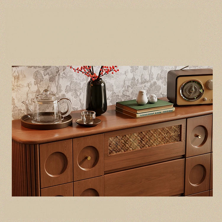 Timeless Solid Wood Cabinet with Elegant Circular Details for Exquisite Living Spaces ful-4457