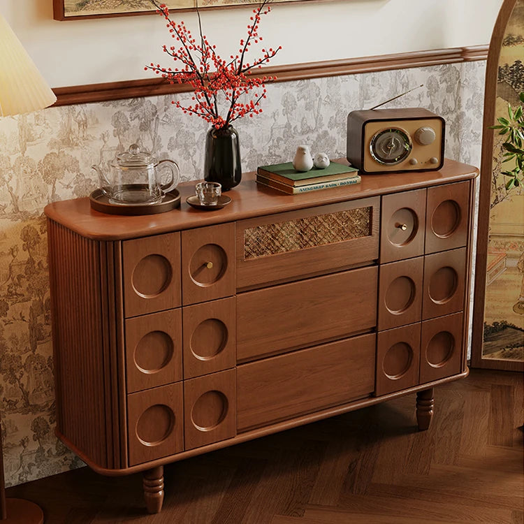 Timeless Solid Wood Cabinet with Elegant Circular Details for Exquisite Living Spaces ful-4457