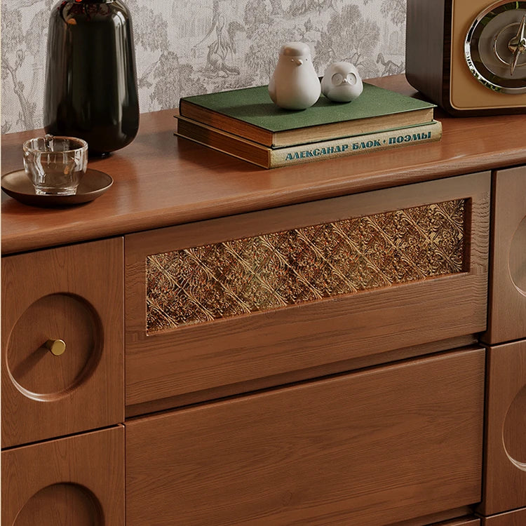 Timeless Solid Wood Cabinet with Elegant Circular Details for Exquisite Living Spaces ful-4457