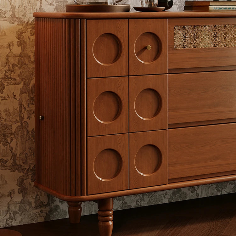 Timeless Solid Wood Cabinet with Elegant Circular Details for Exquisite Living Spaces ful-4457