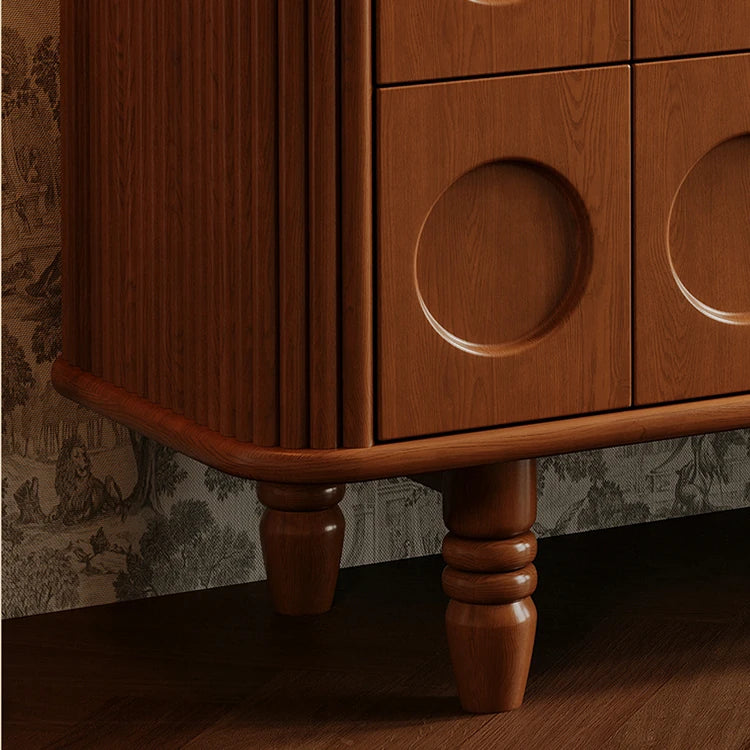 Timeless Solid Wood Cabinet with Elegant Circular Details for Exquisite Living Spaces ful-4457