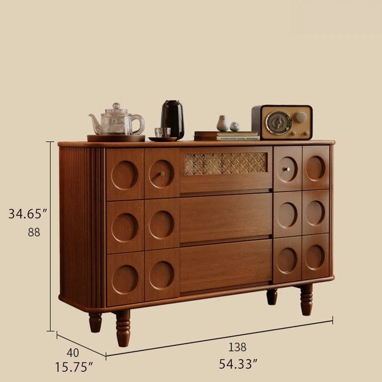 Timeless Solid Wood Cabinet with Elegant Circular Details for Exquisite Living Spaces ful-4457