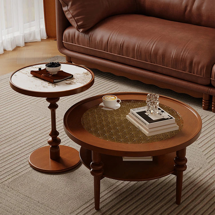 Cherry Wood Glass Ceramic Tea Table Set - Elegant & Stylish Centerpiece for Modern Living Rooms ful-4459