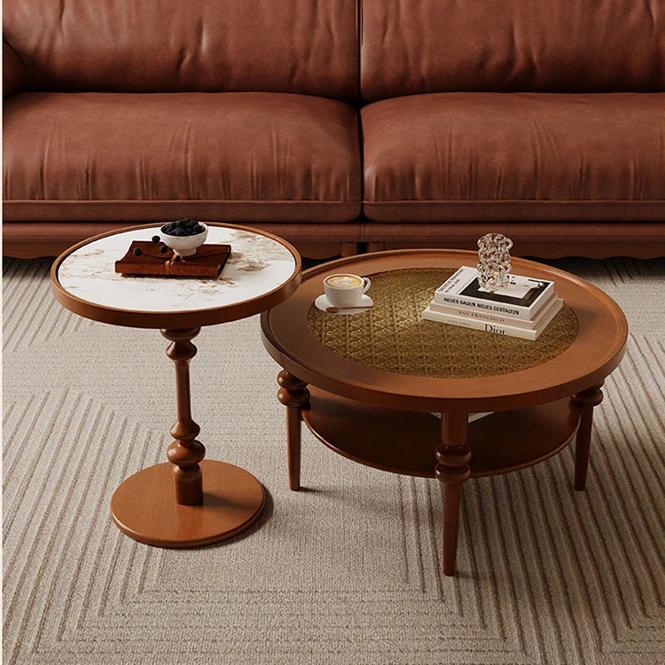 Cherry Wood Glass Ceramic Tea Table Set - Elegant & Stylish Centerpiece for Modern Living Rooms ful-4459