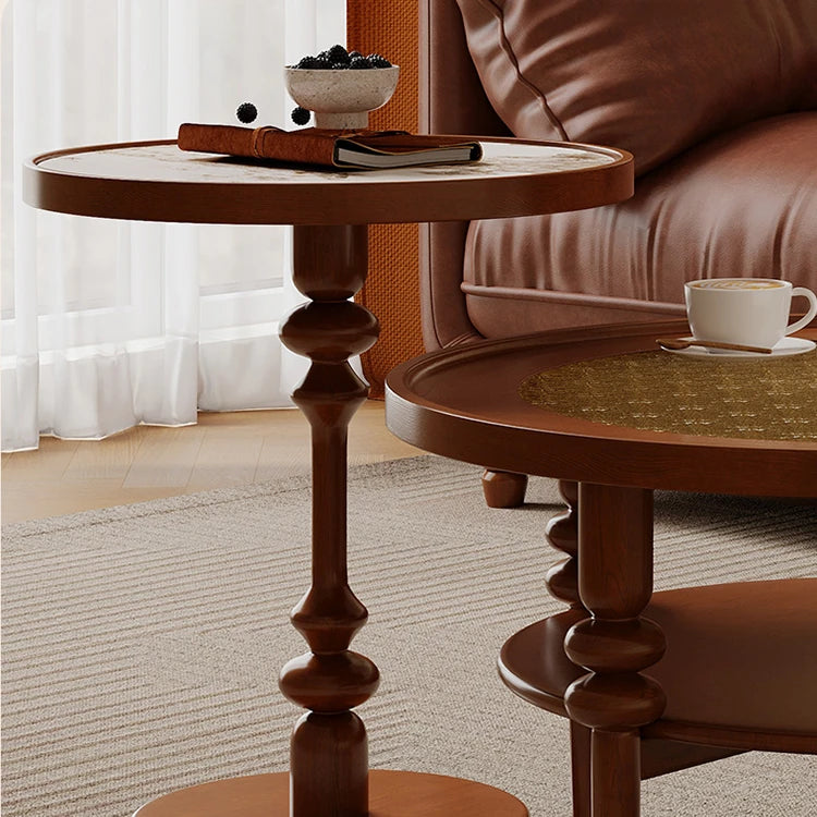 Cherry Wood Glass Ceramic Tea Table Set - Elegant & Stylish Centerpiece for Modern Living Rooms ful-4459