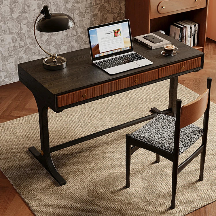 Cherry & Ash Wood Desk - Sleek Solid Wood Workspace with Multi-Layer Design ful-4460