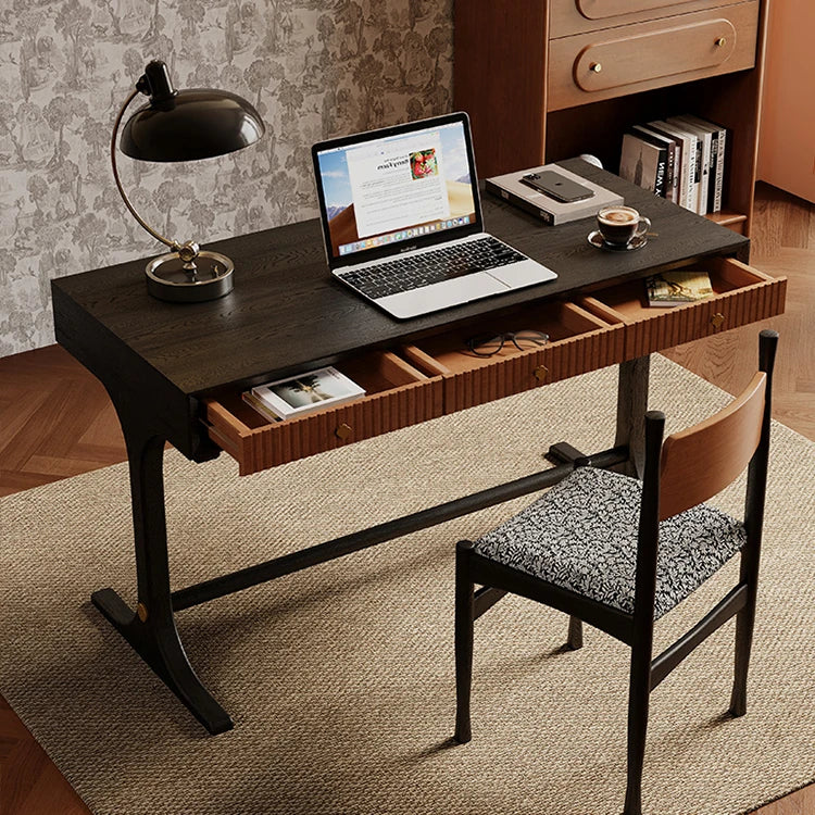 Cherry & Ash Wood Desk - Sleek Solid Wood Workspace with Multi-Layer Design ful-4460