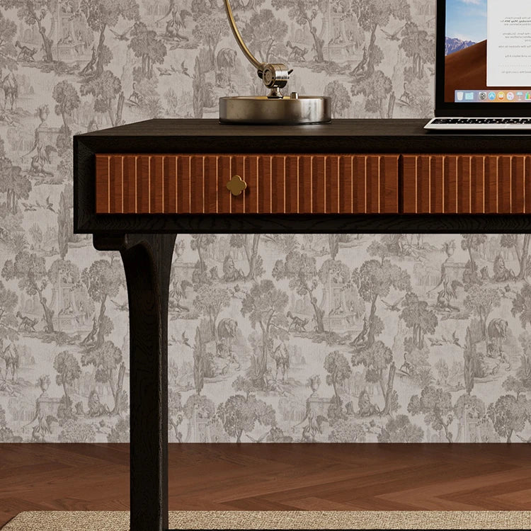 Cherry & Ash Wood Desk - Sleek Solid Wood Workspace with Multi-Layer Design ful-4460