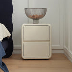 Sleek Ash Wood Bedside Cupboard with Stainless Accents - Modern Storage Solution ful-4463