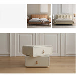 Sleek Ash Wood Bedside Cupboard with Stainless Accents - Modern Storage Solution ful-4463