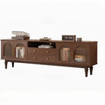 Elegant Black Tempered Glass TV Cabinet - Modern Living Room Furniture with Storage Solutions fvp-4588