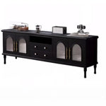 Elegant Black Tempered Glass TV Cabinet - Modern Living Room Furniture with Storage Solutions fvp-4588