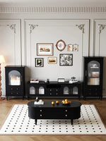 Elegant Black Tempered Glass TV Cabinet - Modern Living Room Furniture with Storage Solutions fvp-4588