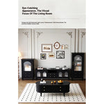 Elegant Black Tempered Glass TV Cabinet - Modern Living Room Furniture with Storage Solutions fvp-4588