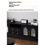 Elegant Black Tempered Glass TV Cabinet - Modern Living Room Furniture with Storage Solutions fvp-4588