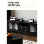 Elegant Black Tempered Glass TV Cabinet - Modern Living Room Furniture with Storage Solutions fvp-4588