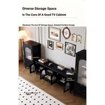 Elegant Black Tempered Glass TV Cabinet - Modern Living Room Furniture with Storage Solutions fvp-4588