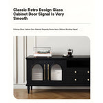 Elegant Black Tempered Glass TV Cabinet - Modern Living Room Furniture with Storage Solutions fvp-4588