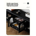 Elegant Tempered Glass Cabinet – Modern Black Storage Solution for Your Home fvp-4589