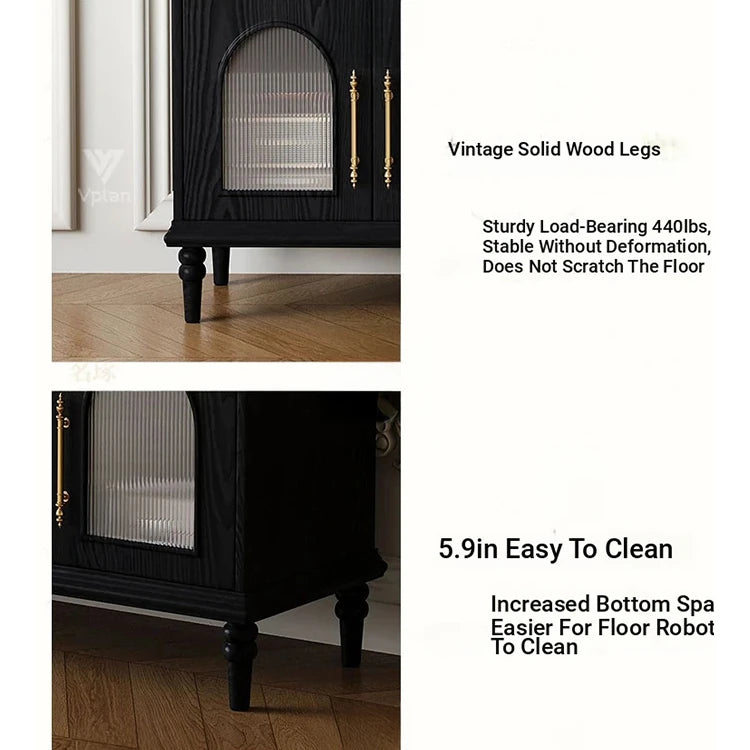 Elegant Tempered Glass Cabinet – Modern Black Storage Solution for Your Home fvp-4589