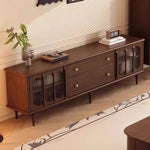 Mid-Century Modern TV Cabinet with Tempered Glass Doors - Stylish Storage Solution for Living Room fvp-4591