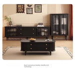 Mid-Century Modern TV Cabinet with Tempered Glass Doors - Stylish Storage Solution for Living Room fvp-4591