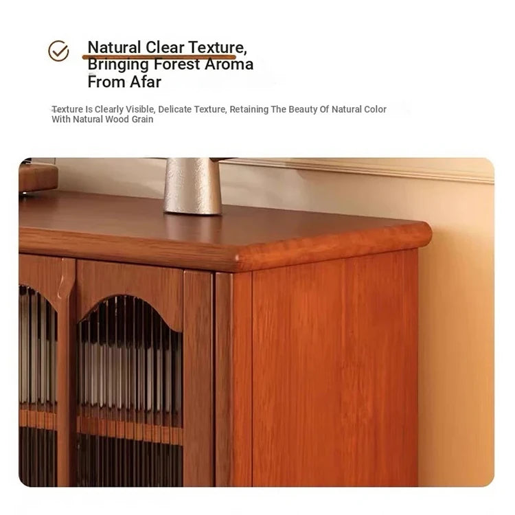 Mid-Century Modern TV Cabinet with Tempered Glass Doors - Stylish Storage Solution for Living Room fvp-4591