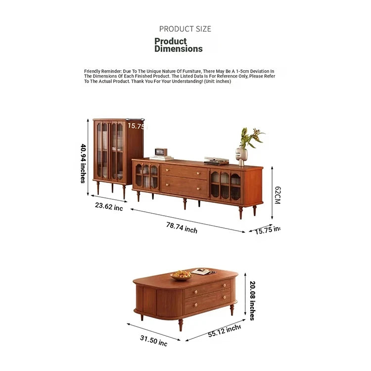 Mid-Century Modern TV Cabinet with Tempered Glass Doors - Stylish Storage Solution for Living Room fvp-4591