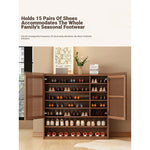 Elegant Solid Wood Shoe Cabinet with Vertical Door - Stylish Storage with Ventilation for Freshness fvp-4593