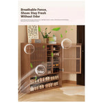 Elegant Solid Wood Shoe Cabinet with Vertical Door - Stylish Storage with Ventilation for Freshness fvp-4593