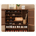 Elegant Solid Wood Shoe Cabinet with Vertical Door - Stylish Storage with Ventilation for Freshness fvp-4593