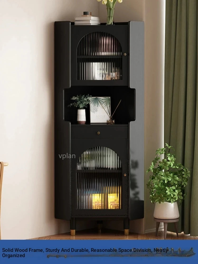 Stylish Oak Glass Cabinet - Elegant Storage Solution for Modern Homes, Durable Solid Wood Frame fvp-4594