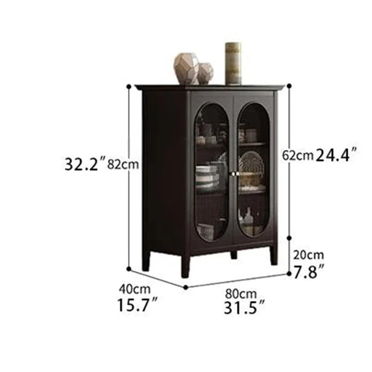 Elegant Glass Cabinet with Sleek Black Finish - Modern Storage Solution for Home Décor fvp-4595