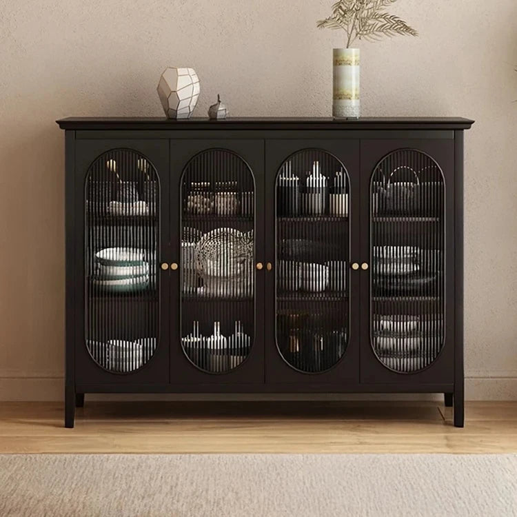 Elegant Glass Cabinet with Sleek Black Finish - Modern Storage Solution for Home Décor fvp-4595