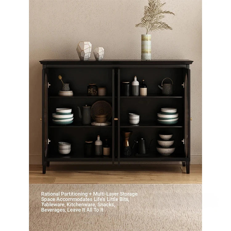 Elegant Glass Cabinet with Sleek Black Finish - Modern Storage Solution for Home Décor fvp-4595
